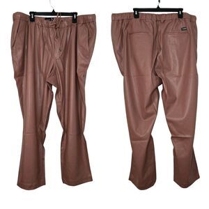 Wildfang The Empower Vegan Leather Drawstring Pant Rose Brown Size 3X NWT